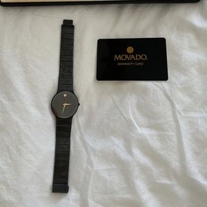 Movado watch- black faced with black chain strap